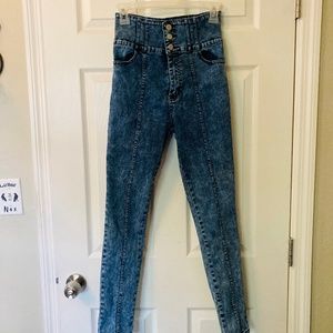 Vintage acid wash high waist skinny jeans